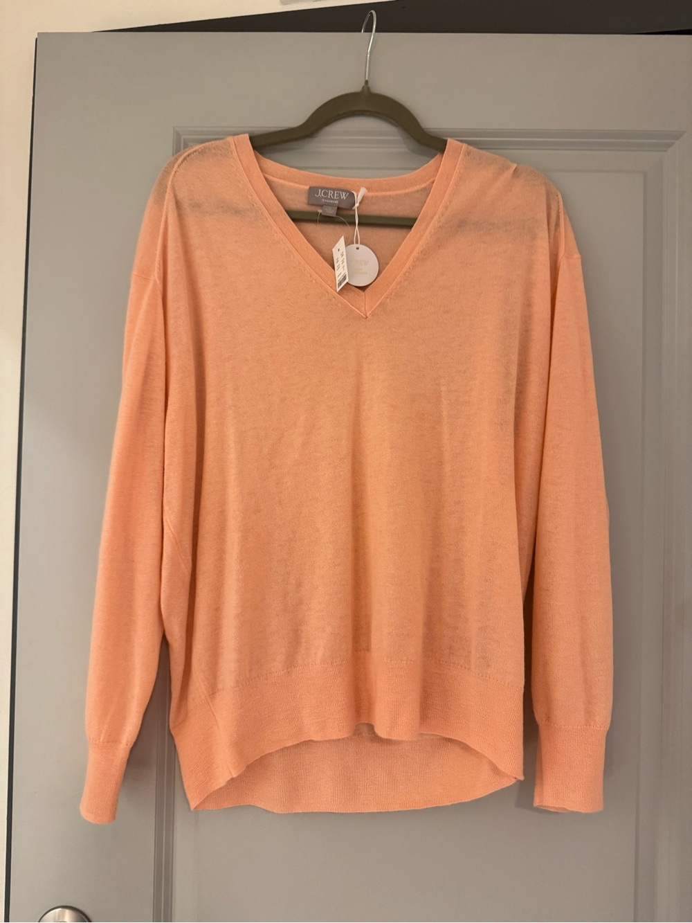 NWT J. Crew V-Neck Lightweight Sweater in Peach
